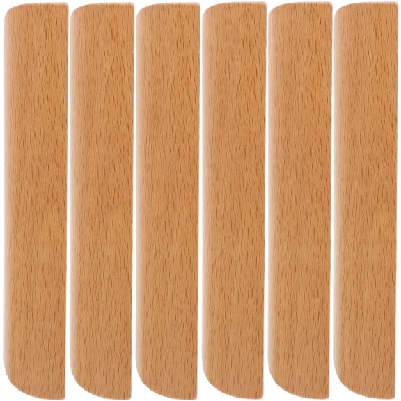 CATIEBYE Cupboard Door Pull Handles Semicircle Khaki Wood 6Pcs 3.77X1.26X0.75In