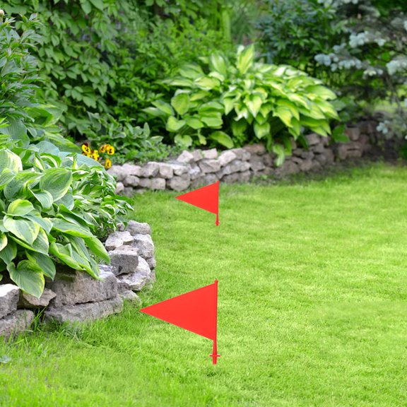 CATIEBYE 6Pcs Triangular Boundary Markers Marking Flags Red ABS for Landscaping