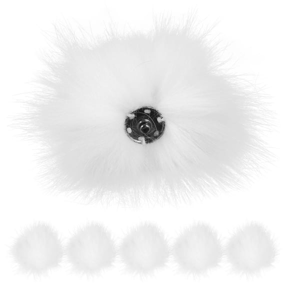 CATIEBYE Artificial Fur Pom Poms White Fluffy Balls for Decoration 6Pcs