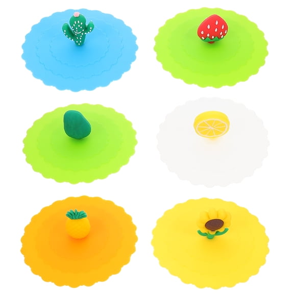 CATIEBYE 6Pcs Yellow Sunflower Silicone Drink Covers - Dormitory Use