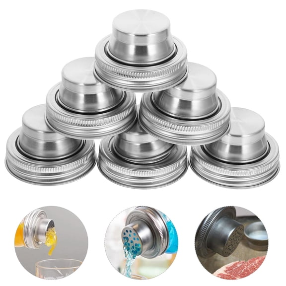 CATIEBYE 6-Pack Stainless Steel 304 Round Replacement Jar Lids, Leak-Proof Seals for Kitchen Storage and Home Use
