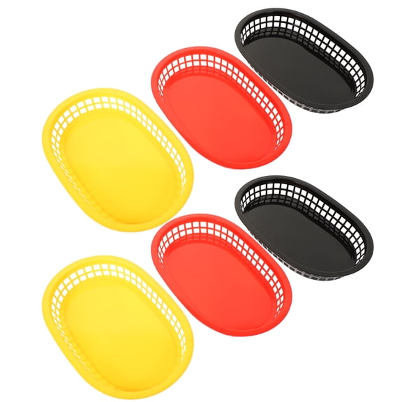 CATIEBYE Compact Plastic Food Basket Assorted Color for Home Use 6Pcs