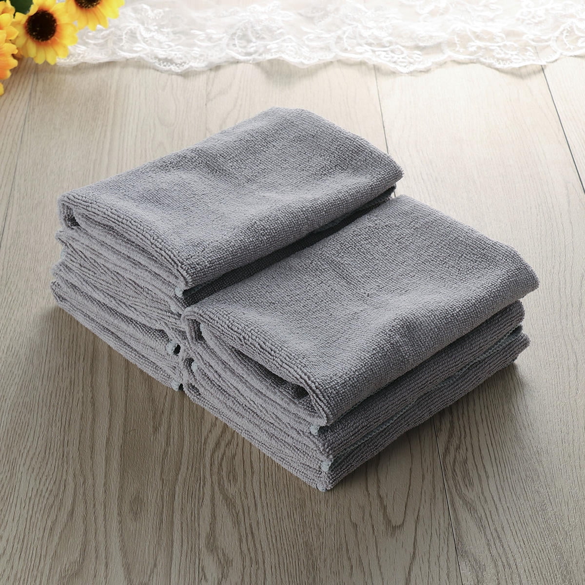 CATIEBYE 7-Piece Grey Microfiber Car Cleaning Cloth Set for Dust ...