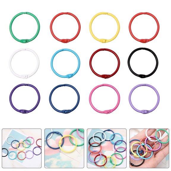 CATIEBYE 70pcs Metal Hinged Keychain Rings for Loose Leaf Binding and Cards