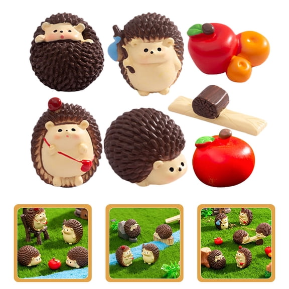 CATIEBYE 7Pcs Micro Landscape Hedgehog Mini Animals Statues For Diy Projects And Miniature Decor