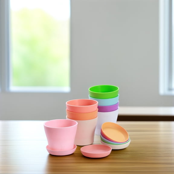 CATIEBYE 8Pcs Small Planting Pots Assorted Color for Home Decorations and Indoor Pots