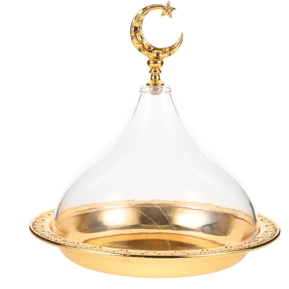 CATIEBYE Appetizer Platter with Lid 1 Set Golden Zinc Alloy Dessert Tray for Event Organizers 6.68x5.89x1.18in