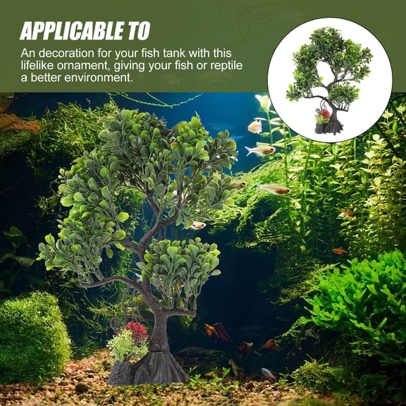 CATIEBYE Aquatic Tree Model Plastic Aquarium Decoration Green for Enhancing Fish Tank Aesthetics