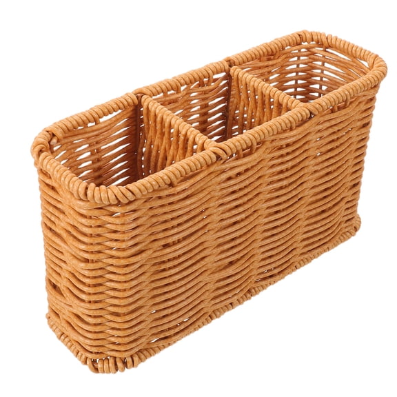 CATIEBYE Buffet Utensil Caddy with Natural Rattan Look for Kitchen and Dining Table Organization