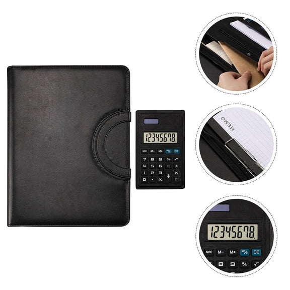 CATIEBYE Black Office Portfolio Case Stylish Business Padfolio for Document Storage