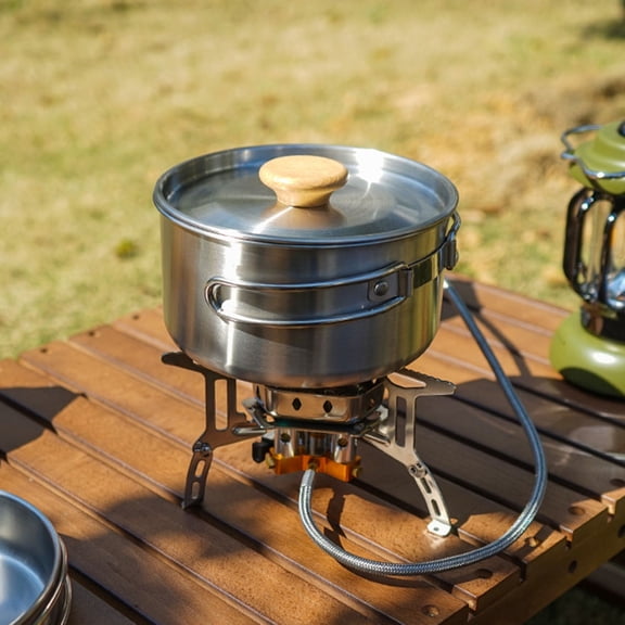 CATIEBYE Multi-Function Camping Pan Durable Stainless Steel Silver 1Set