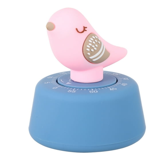 CATIEBYE Cartoon Mechanical Kitchen Timer 1Pack Pink Bird Shaped With Alarm Clock For Family And Kids