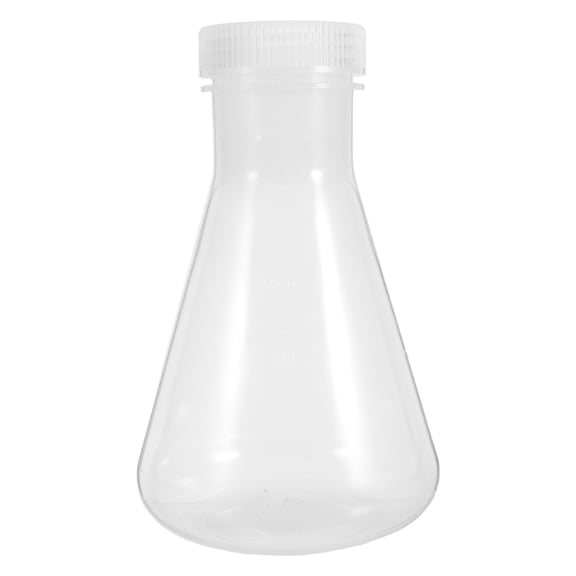 CATIEBYE Clear Plastic Wide Mouth Lab Flask with Measurement Scale and Leak Proof Lid