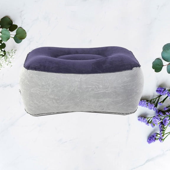 CATIEBYE Dark Blue Inflatable Foot Rest Pillow Made from Skin Friendly Flocking Fabric for Travel Office and Home