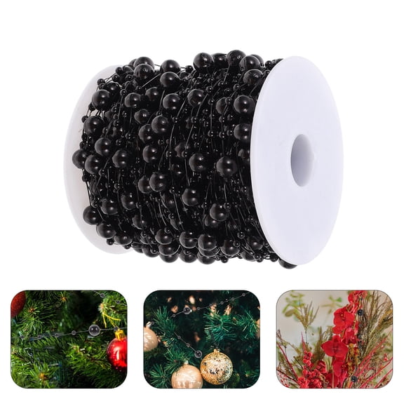 CATIEBYE Decorative Beads Strand 30m Long Black Resin for Home Decor 1 Roll