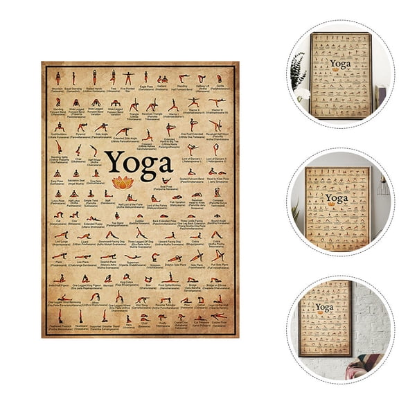 CATIEBYE Decorative Yoga Poster with Poses Canvas Wall Picture Multi Color for Home and Gym