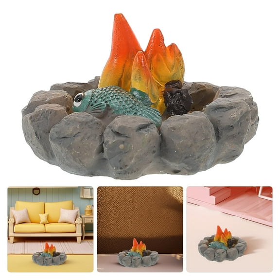 CATIEBYE Dollhouse Fire Pit Handicrafts Toy Portable Mini Bonfire Decoration Realistic Design Collectors 1Pack
