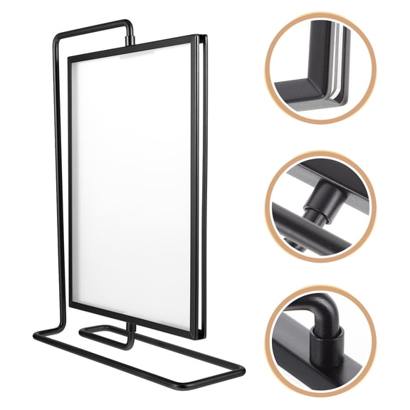 CATIEBYE Double Sided Rotating Photo Frame Black Metal Wire Display Stand for Tabletop Decoration