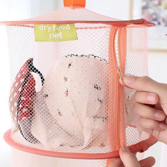 CATIEBYE Dryer Net Light Yellow 3 Layer Windproof Hanging Basket for Underwear and Socks
