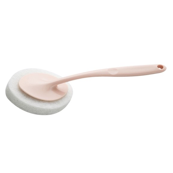 CATIEBYE White Sponge Brush with Comfortable Ergonomic Handle for Effective Kitchen Cleaning and Removal