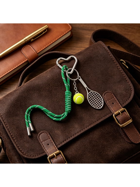 Durable Tennis Keychain Multi PU Nylon Metal Nonslip Texture Stylish Sports Theme