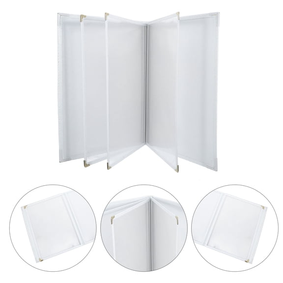 CATIEBYE Elegant White Edge PU Menu Holder with 6 Page Layout for Restaurant and Cafe Use
