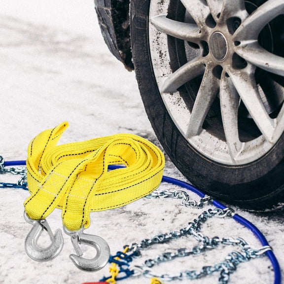 CATIEBYE Heavy Duty Emergency Boat Tow Rope, Yellow Polypropylene Vehicle Recovery Strap with Hooks for Marine or Roadside Towing