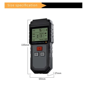 CATIEBYE Emf Meter with Sound and Light Alarm for Electric and Magnetic Field Detection Black