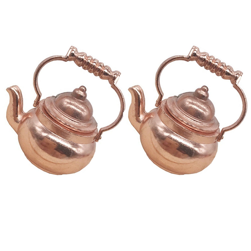 CATIEBYE 2pcs Dollhouse Decor Tiny Kettle Decoration Alloy Teapot Shape ...