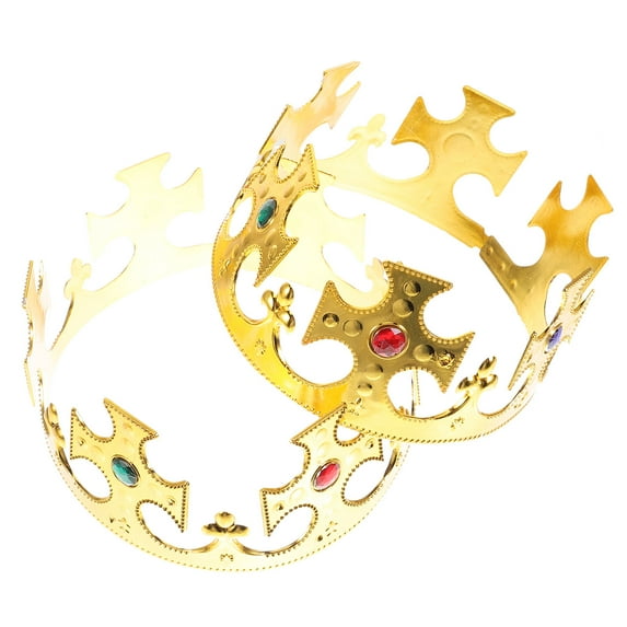CATIEBYE Party Golden Plastic Crown Costume Accessory 2Pcs