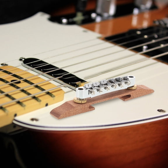 CATIEBYE Guitar Roller Bridge for Electric Guitars Light Brown Wood and Zinc Alloy Durable Design