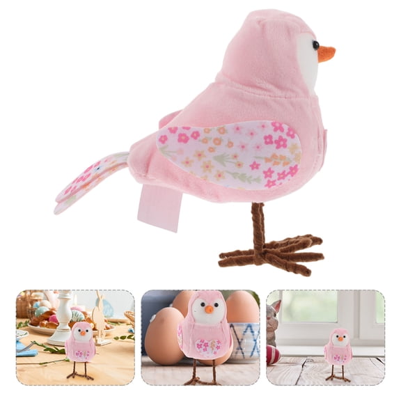 CATIEBYE Easter Pink Bird Sculpture Handcrafted Figurine for Elegant Home and Party Decorations