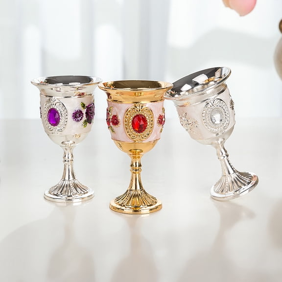 CATIEBYE Inlay Style Drinking Goblets Stemware Silver 1Pack for Home Bar
