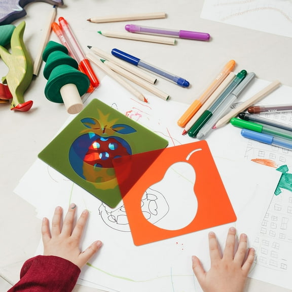 CATIEBYE Kids Tracing Stencils 12Pcs for Children Home Use and Educational Activities in Assorted Color 5.9x5.5x0.02in