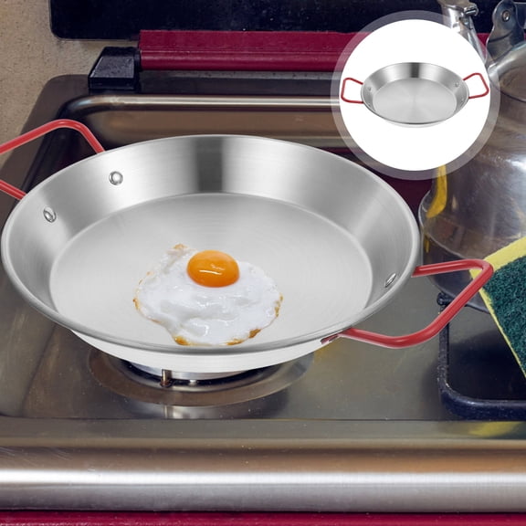 CATIEBYE Kitchen Gadget Stainless Steel Frying Pan Plated Silver Flat Bottom for Quick Heat Conduction