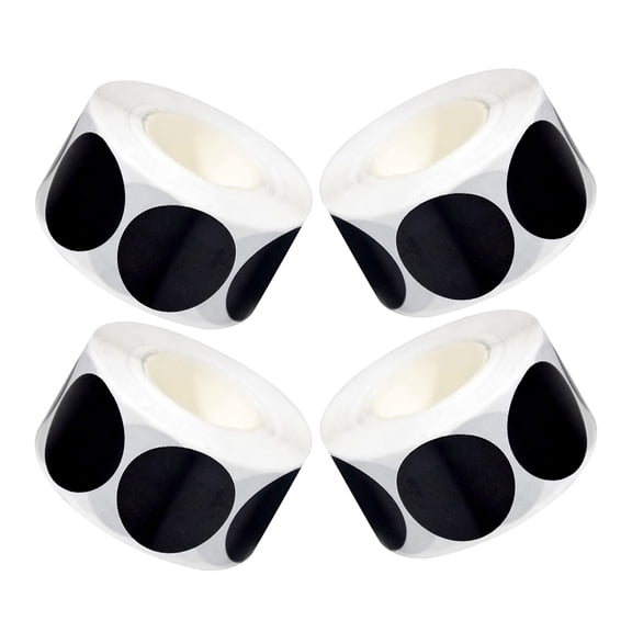 CATIEBYE Black Round Labels for Storage Bins, 4 Rolls, 500 Stickers per Roll, Adhesive, Multipurpose Organization