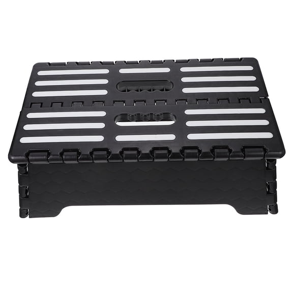 CATIEBYE Step Stool for Elderly Black PP Foldable Compact Design 1Set