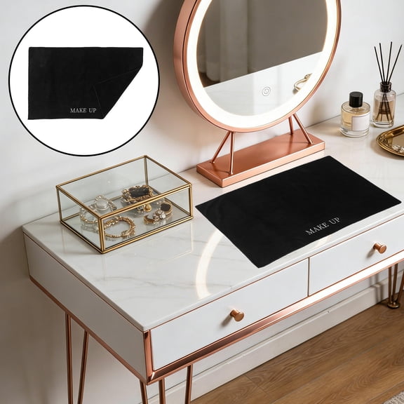 CATIEBYE Makeup Mat Black Matte Polyester for Professional Beauty Table Cover