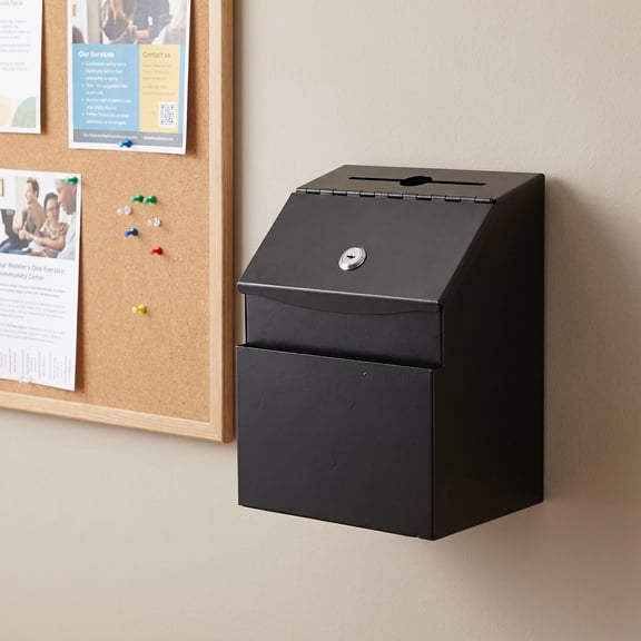 CATIEBYE Metal Donation Box with Lock and Slot for Secure Office and Classroom Fundraising