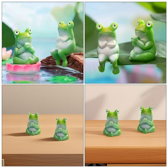 CATIEBYE Mini Frog Figures 12Pcs Resin Cute Frog Figurine Cake Toppers