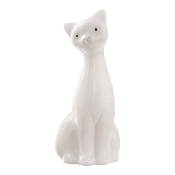 CATIEBYE Minimalist White Ceramic Cat Sculpture Modern Home Decor for Bedroom Or Office