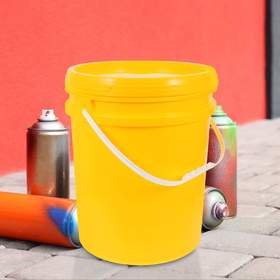 CATIEBYE PP Paint Storage Container Yellow Paint Pail with Handle Airtight Seal Large Opening for Easy Pouring