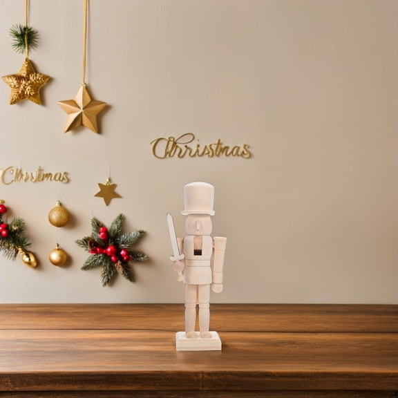 CATIEBYE Unique Home Decor DIY Wooden Nutcracker Beige Wood Decoration 1Pcs