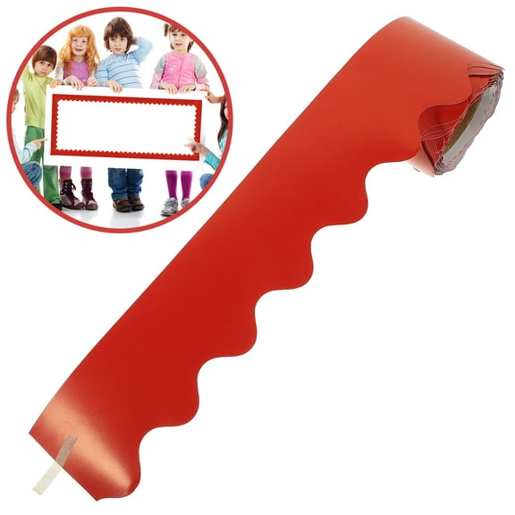 CATIEBYE Red Coated Paper Border Trim for Classroom Decor with Smooth and , 1 Roll for School and Home