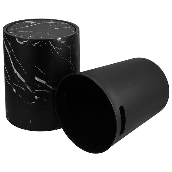CATIEBYE Plastic Swing Lid Garbage Bin with Marbling Finish for Bathroom Laundry and Home Use