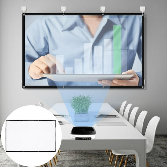 CATIEBYE Portable Projector Screen 1Pc 100 Inch for Home Theater and Gaming Polyester Material