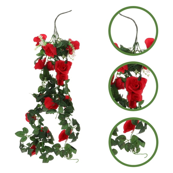CATIEBYE 2Pcs Realistic Red Artificial Rose Gar for Wedding Arch Flower Decoration