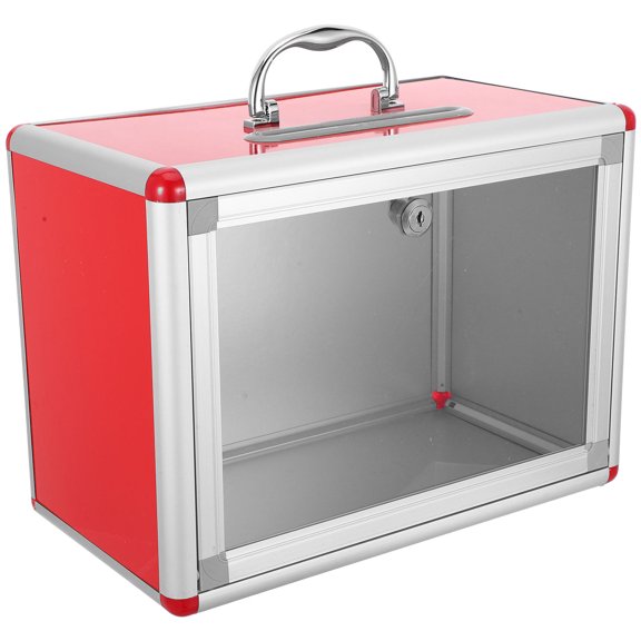 CATIEBYE Red Lockable Suggestion Box with Slot for Business and Charity Donations