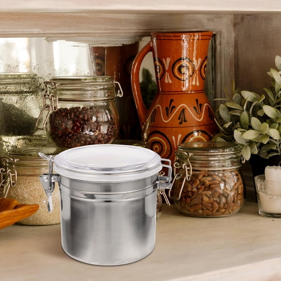 CATIEBYE Reusable Coffee Bean Canister Stainless Steel Storage Jar for Home Use 1Pack