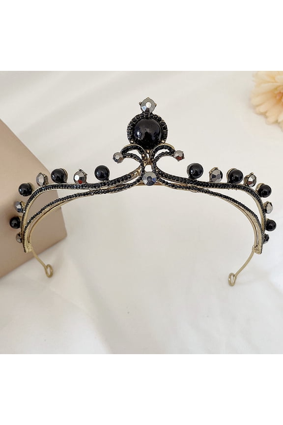 Wedding Crown Rhinestone Tiara Black Zinc Alloy Bridal Headband